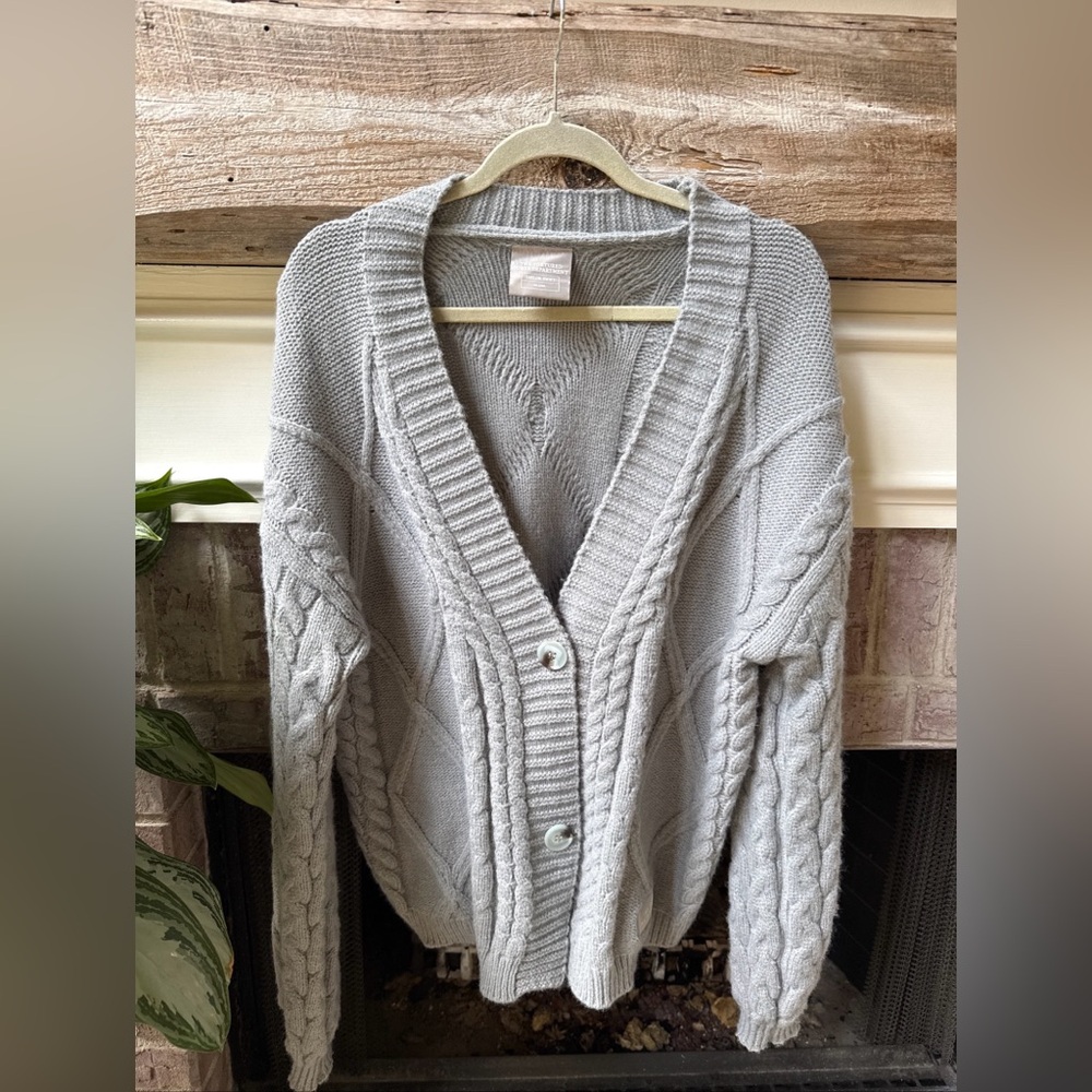 Taylor Swift The Tortured Poets Department Gray Cable Knit Cardigan Size XL/2XL